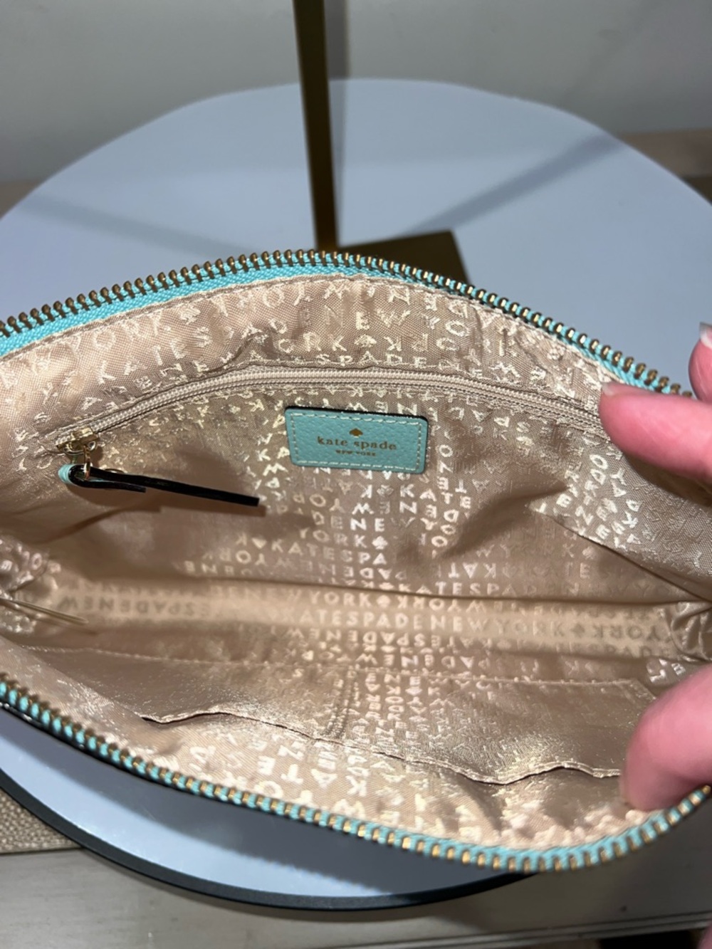Kate Spade Turquoise Blue Leather Shoulder Bag EUC - Picture 7 of 14